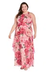 R & M Richards 1798w Long Formal Printed Floral Plus Size Dress In Multi