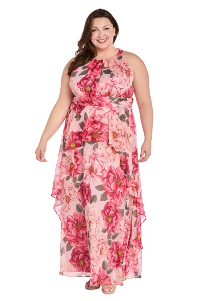 R & M Richards 1798w Long Formal Printed Floral Plus Size Dress In Multi