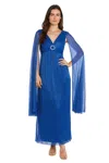 R & M Richards 1825a Metallic Long Formal Dress In Blue