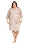 R & M Richards 1827w Plus Size Short Mother Of The Bride Jacket Dress In Neutral