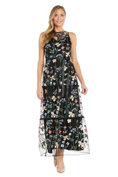 R & M Richards 1828 Long Formal Floral Print Evening Dress In Multi