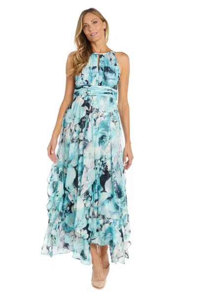 R & M Richards 1888 Long Ruffle Formal Maxi Floral Dress In Multi