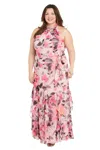 R & M Richards 1915w Long Floral Printed Formal Plus Size Dress In Multi