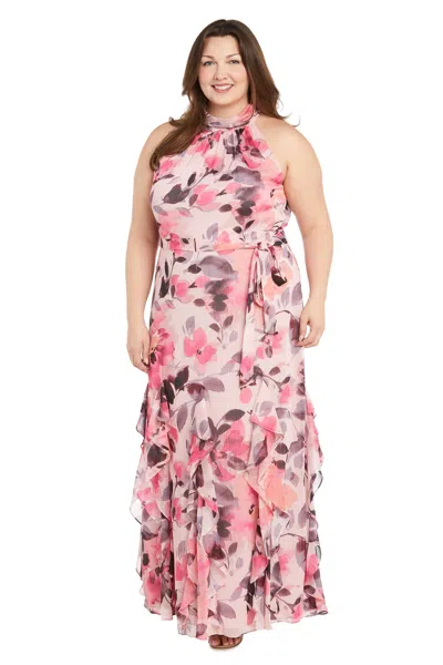 R & M Richards 1915w Long Floral Printed Formal Plus Size Dress In Multi