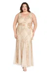 R & M Richards 1925w Plus Size Long Formal Sequin Dress In Gold