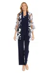 R & M Richards 1992 Floral Long Formal Pant Suit In Blue