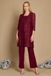 R & M Richards 1993w Plus Size Formal Pant Suit For Mother Of The Bride In Red