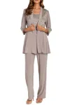 R & M Richards 2 Piece Lace Evening Pant Set In Mocha In Brown