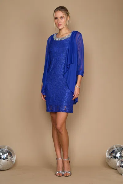 R & M Richards 2208 Mother Of The Bride Short Jacket Dress In Blue