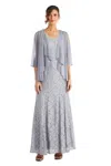 R & M Richards 2382 Mother Of The Bride Long Dress In Silver