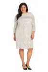 R & M Richards 2428w Short Plus Size Dress In White