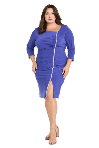 R & M Richards 2635w Short Fitted Plus Size Cocktail Knee Length Dress In Blue