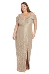 R & M Richards 2886w Long Mother Of The Bride Plus Size Formal Dress In Brown