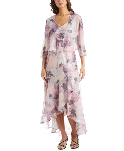 R & M Richards 2-pc. Floral-print Jacket & Gown Set In Pink