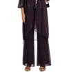 R & M Richards 3-piece Beaded Neck Duster Pants Set In Eggplant In Beige
