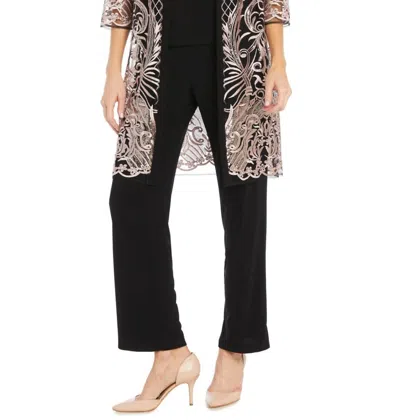 R & M Richards 3 Piece Evening Pant Set In Rose Black In Multi