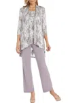 R & M Richards 3-piece Formal Pants Set In Lavender Silver In Multi