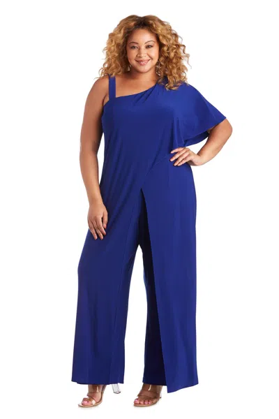 R & M Richards 3130w Formal Plus Size Jumpsuit In Blue