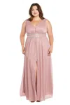 R & M Richards 3138w Long Plus Size Metallic Evening Formal Dress In Multi