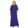 R & M Richards 3144w Plus Size Long Mother Of The Bride Formal Dress In Blue