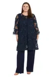 R & M Richards 3146w Long Plus Size Formal Floral Pantsuit In Blue