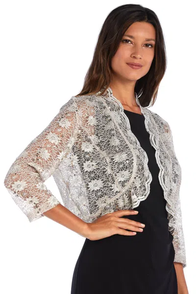 R & M Richards 3158 Lace Bolero With Scalloped Edges In White
