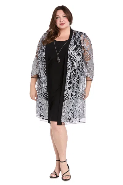 R & M Richards 3165w Short Plus Size Mother Of The Bride Jacket Dress In Multi