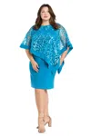 R & M Richards 3167w Short Plus Size Sequin Mother Of The Bride Dress In Blue