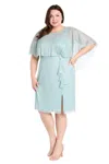 R & M Richards 3195w Short Cocktail Plus Size Caplet Dress In Green