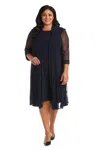 R & M Richards 3221w Plus Size Short Jacket Dress In Blue