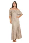 R & M Richards 3236 Long Sequin Lace Mermaid Formal Dress In Gold