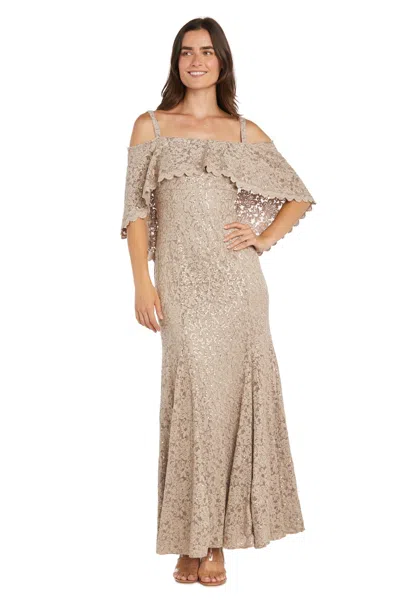 R & M Richards 3236 Long Sequin Lace Mermaid Formal Dress In Gold