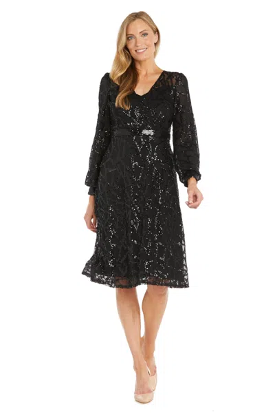 R & M Richards 3250 Short Sequin Blouson Cocktail Dress In Multi