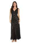 R & M Richards 3279 Long Formal Sequin Lace Evening Dress In Multi