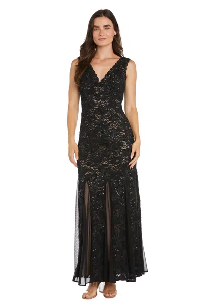 R & M Richards 3279 Long Formal Sequin Lace Evening Dress In Multi