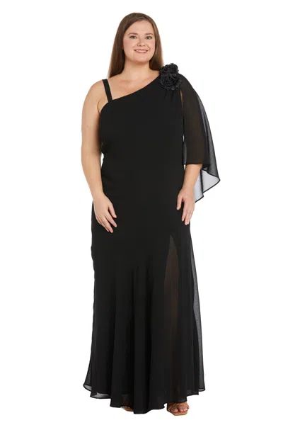 R & M Richards 3304w Long Glitter Formal Plus Size Dress In Black