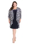 R & M Richards 3309w Plus Size Short Printed Jacket Dress In Multi