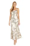 R & M Richards 3345 Long Formal Sequin Evening Dress In Neutral