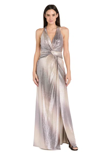 R & M Richards 3384 Metallic Long Formal Evening Dress