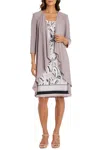 R & M Richards 3/4 Sleeve 2-piece Jacket & Dress Set In Mocha In Brown