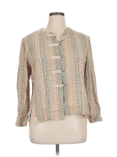 Pre-owned R & M Richards 3/4 Sleeve Blouse In Brown