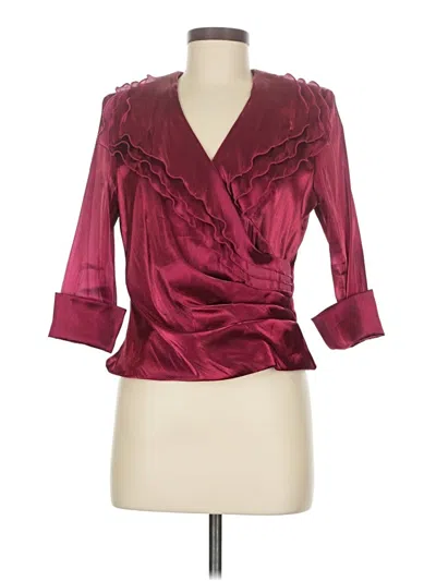 Pre-owned R & M Richards 3/4 Sleeve Blouse In Burgundy