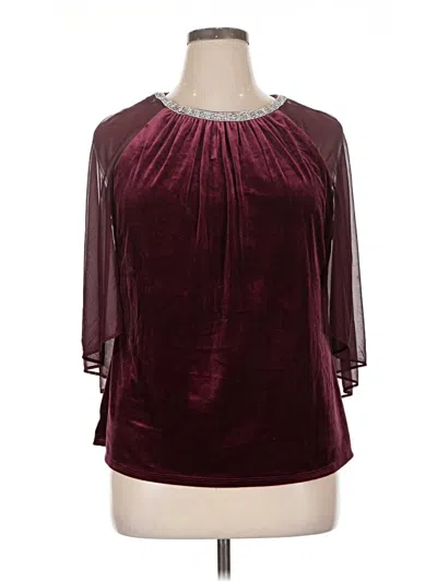 Pre-owned R & M Richards 3/4 Sleeve Blouse In Burgundy
