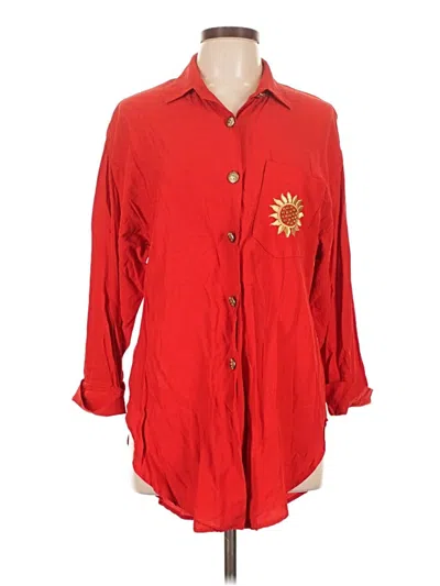 Pre-owned R & M Richards 3/4 Sleeve Button Down Shirt In Red