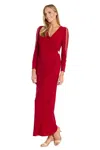 R & M Richards 3411 Fitted Long Sleeve Evening Formal Dress In Red