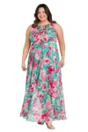 R & M Richards 3423w Plus Size Long Floral Print Formal Dress In Multi