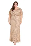 R & M Richards 3425w Long Plus Size Formal Mother Of The Bride Dress In Gold