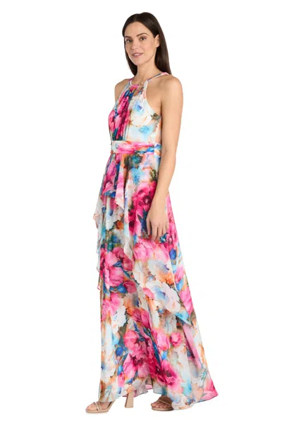 R & M Richards 3428p Floral A Line Long Formal Petite Dress In Multi