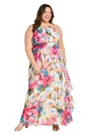 R & M Richards 3428w Long A Line Floral Plus Size Formal Dress In Multi