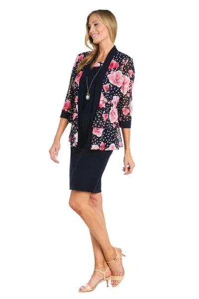 R & M Richards 3438p Short Petite Printed Jacket Dress In Multi